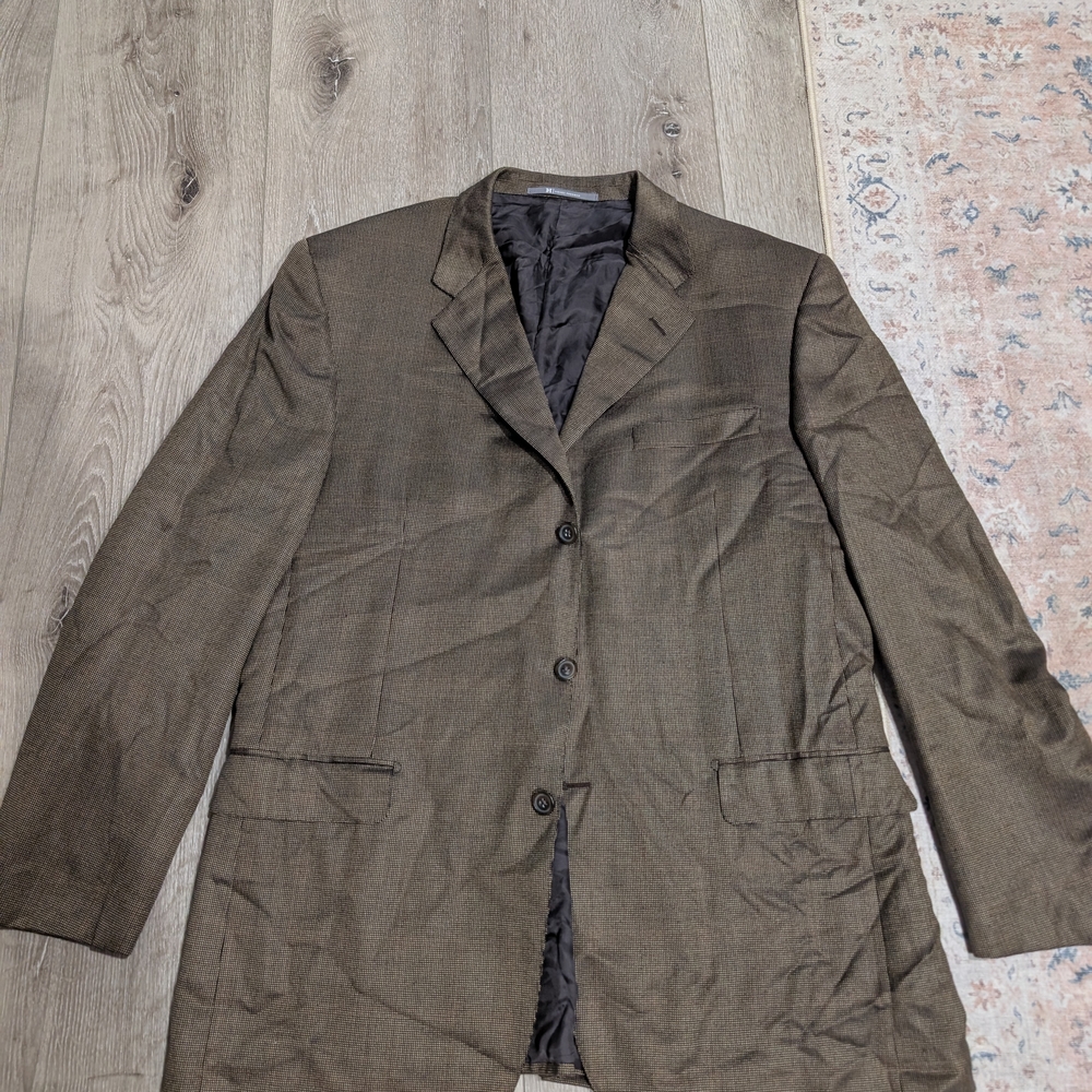 Hickey Freeman Black and Brown Checkered Blazer